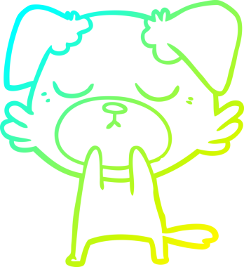 Bir insan tarafından çizilmiş şirin bir çizgi köpeğin soğuk gradyan çizgisi.