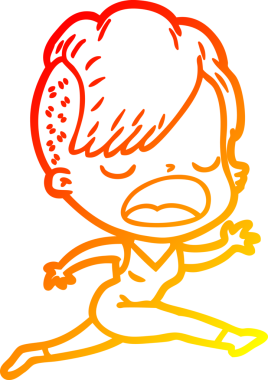 Bir insan tarafından çizilmiş havalı bir hippi kızın sıcak çizgi çizimi.