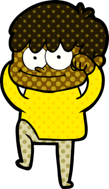 Bir insan tarafından çizilmiş mutlu çizgi film adamı.