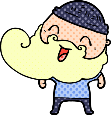 Bir insan tarafından çizilmiş mutlu sakallı adam.