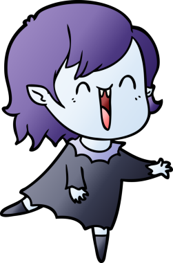 Bir insan tarafından çizilmiş mutlu vampir kız çizgi filmi.