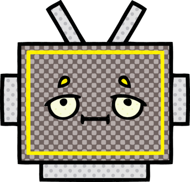 Bir insan tarafından çizilmiş robot kafanın çizgi romanı.