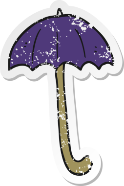 Bir insan tarafından çizilmiş karikatür şemsiyesinin gerilimli yapıştırması.