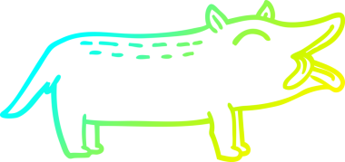 Bir insan tarafından çizilmiş komik bir köpeğin soğuk gradyan çizimi