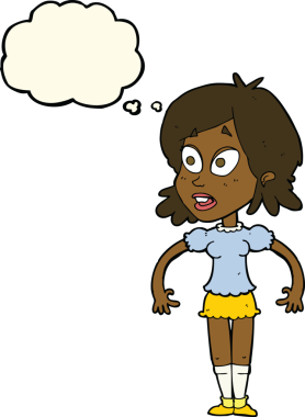 Bir insan tarafından çizilmiş düşünce balonlu bir karikatür.