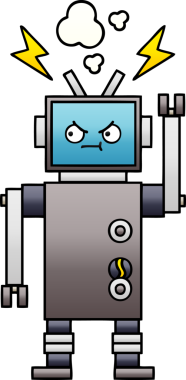 Bir insan tarafından çizilmiş bir robotun gölgelenmiş çizimi