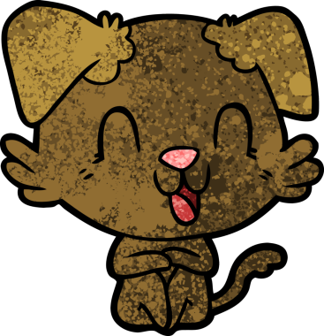 Bir insan tarafından çizilmiş gülen çizgi film köpeği.