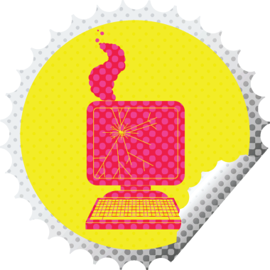 Kırık bilgisayar grafikli dairesel soyma etiketi bir insan tarafından çizilmiş.