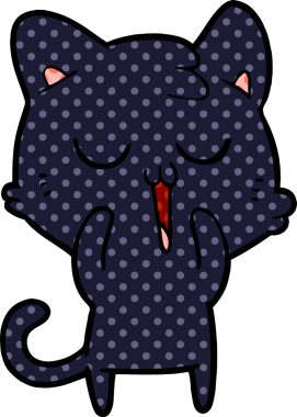 Bir insan tarafından çizilmiş sevimli çizgi film kedisi.