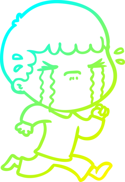 Bir insan tarafından çizilmiş ağlayan bir çizgi film karakteri çizimi.