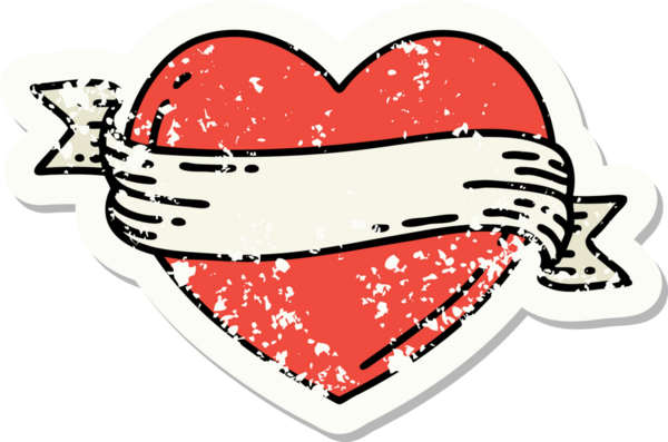 Bir insan tarafından çizilmiş geleneksel bir kalp ve bayrak stili dövmesi.