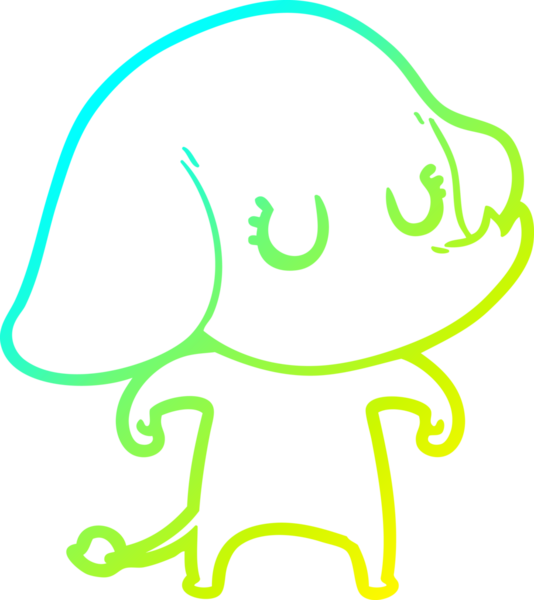 Bir insan tarafından çizilmiş şirin bir filin soğuk gradyan çizgisi