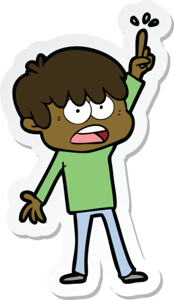 Bir insan tarafından çizilmiş endişeli bir çizgi film çocuğunun çıkartması.