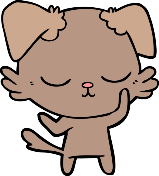 Bir insan tarafından çizilmiş şirin bir çizgi film köpeği.