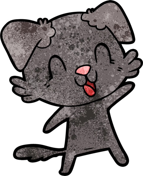 Bir insan tarafından çizilmiş gülen çizgi film köpeği.