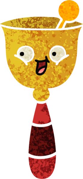 Bir insan tarafından çizilmiş okul çanının retro çizim stili karikatürü