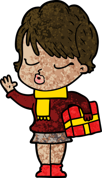 Bir insan tarafından çizilmiş gözleri kapalı çizgi film kadını.