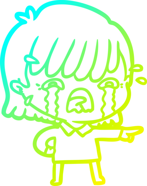 Bir insan tarafından çizilmiş ağlayan bir çizgi film kızı çizimi.