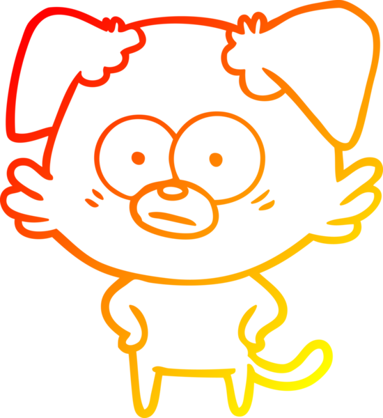 Bir insan tarafından çizilmiş gergin bir köpek çizgi filminin sıcak gradyanı.