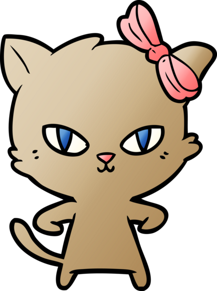 Bir insan tarafından çizilmiş sevimli çizgi film kedisi.
