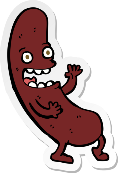 Bir insan tarafından çizilmiş bir sosisin çıkartması.