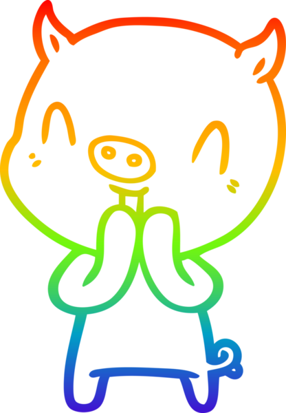 gökkuşağı gradyan çizimi mutlu çizgi domuz çizimi bir insan tarafından çizilmiş