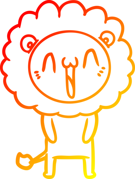 Bir insan tarafından çizilmiş mutlu çizgi film aslanının sıcak çizgi çizimi