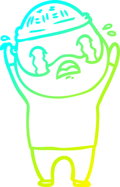 Bir insan tarafından çizilmiş ağlayan sakallı bir adamın çizdiği soğuk çizgi.