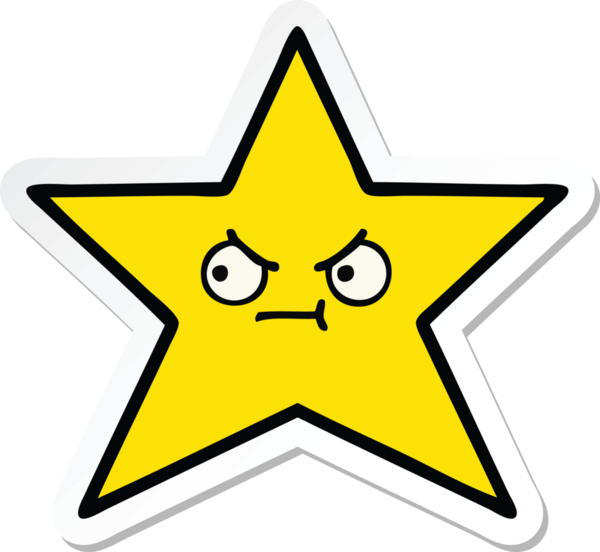 Bir insan tarafından çizilmiş şirin bir çizgi film yıldızının çıkartması.