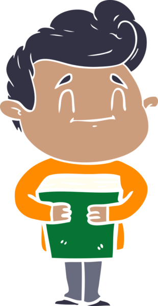 Bir insan tarafından çizilmiş mutlu düz renkli karikatür adam.