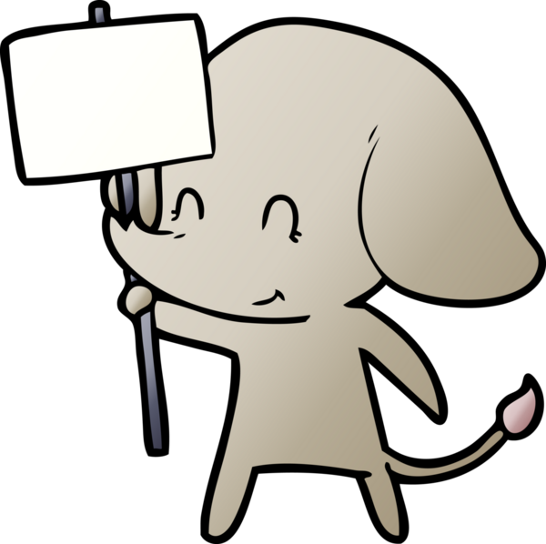 Bir insan tarafından çizilmiş şirin bir karikatür fil.