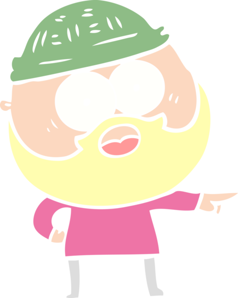 Düz renkli çizgi film sakallı adam bir insan tarafından çizilmiş.