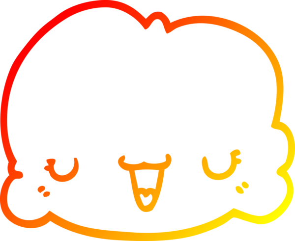 Bir insan tarafından çizilmiş sevimli bir karikatür bulutunun sıcak gradyan çizimi