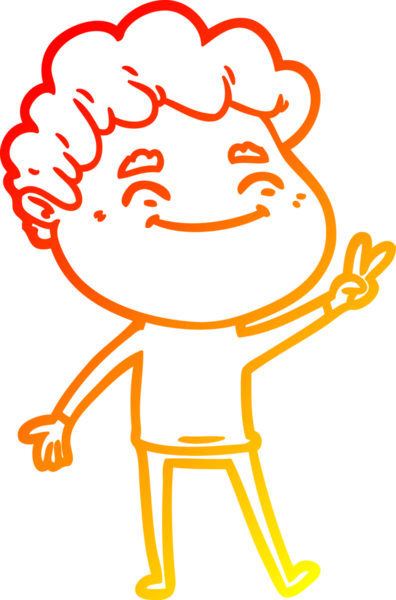 Bir insan tarafından çizilmiş, karikatür dostu bir adamın sıcak çizgi çizimi