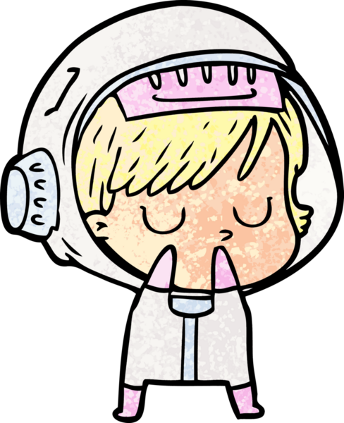 Bir insan tarafından çizilmiş astronot kadın.