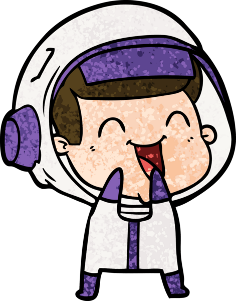 Bir insan tarafından çizilmiş mutlu astronot çizgi filmi.