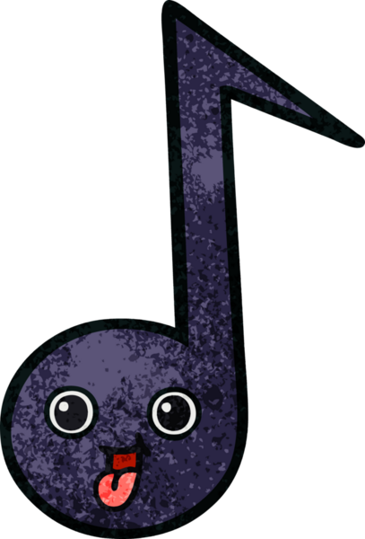 Bir insan tarafından çizilmiş müzikal notanın retro grunge desen karikatürü