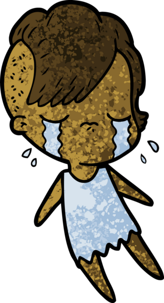 Bir insan tarafından çizilmiş ağlayan bir kız.