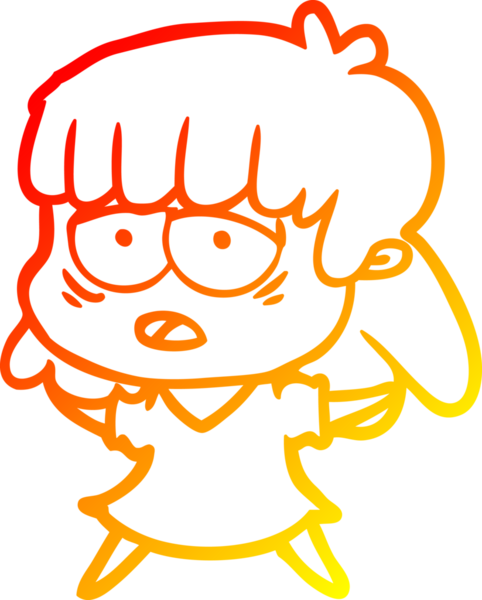 Bir insan tarafından çizilmiş, karikatür çizen, yorgun bir kadın.