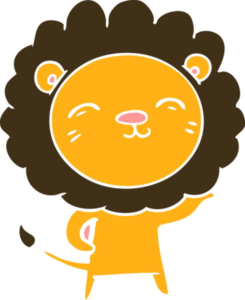 Bir insan tarafından çizilmiş düz renkli çizgi film aslanı