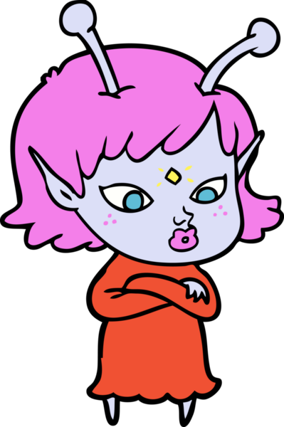 Bir insan tarafından çizilmiş güzel uzaylı kız.