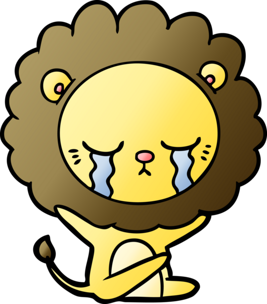 Bir insan tarafından çizilmiş ağlayan çizgi film aslanı.