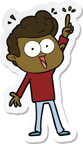 Bir insan tarafından çizilmiş, dik dik bakan bir çizgi film çıkartması.