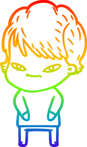 gökkuşağı gradyan çizimi bir insan tarafından çizilmiş mutlu bir kadın çizgi