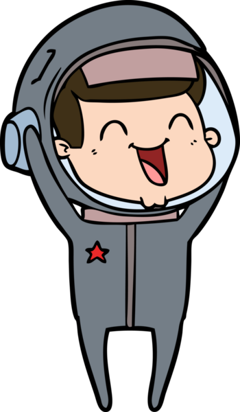 Bir insan tarafından çizilmiş mutlu astronot çizgi filmi.