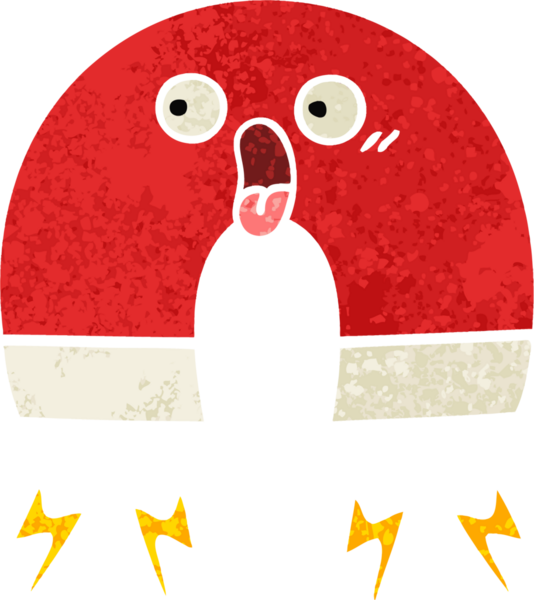 Bir insan tarafından çizilmiş mıknatısın retro illüstrasyon tarzı karikatürü