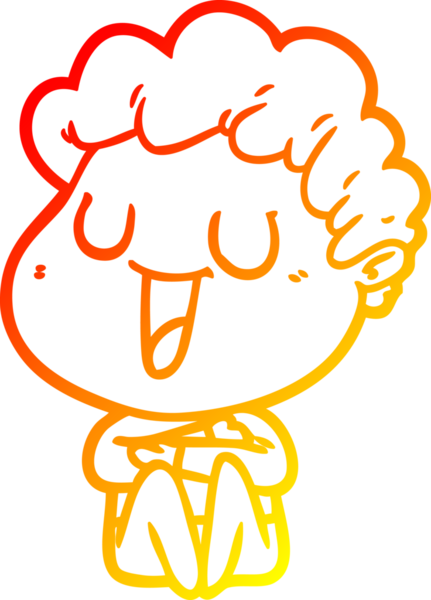 Bir insan tarafından çizilmiş gülen bir çizgi film karakterinin sıcak çizgi çizimi.