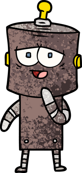 Bir insan tarafından çizilmiş çizgi film robotu