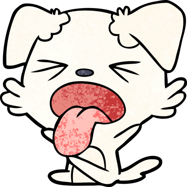 Bir insan tarafından çizilmiş bir çizgi film köpeği öfke nöbeti geçiriyor.