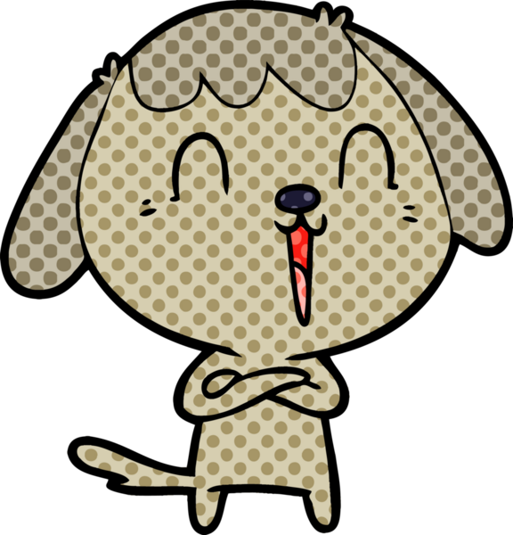 Bir insan tarafından çizilmiş şirin bir çizgi film köpeği.